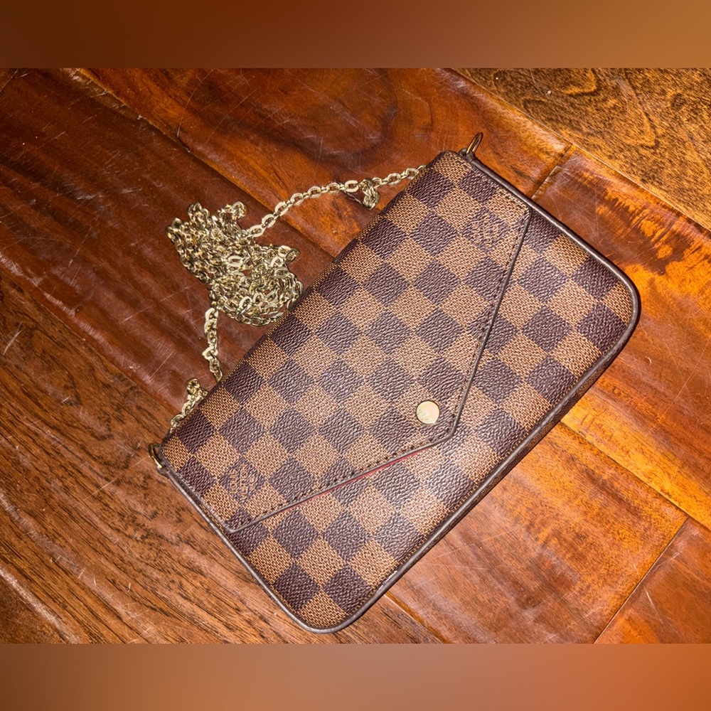 Checkered Brown Chain Bag
